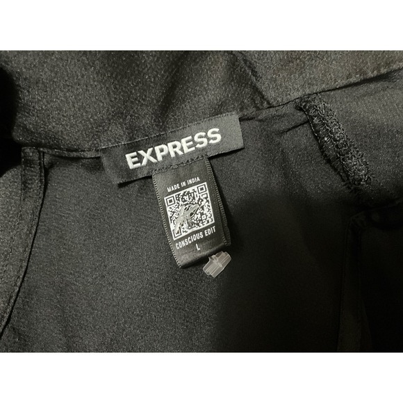 EXPRESS Black Sleeveless Mock Neck Tie Neck Blouse Top Women's L - Picture 3 of 5